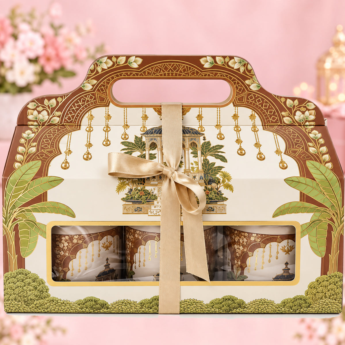 6" 3 jar hamper white Peacock