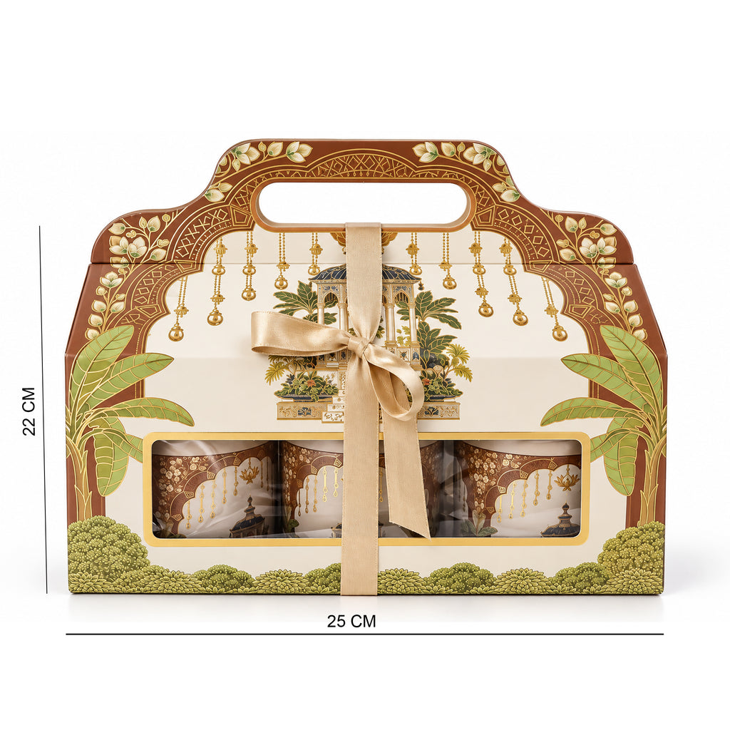 6" 3 jar hamper white Peacock