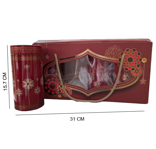 6" 4 jar hamper mehroon colour