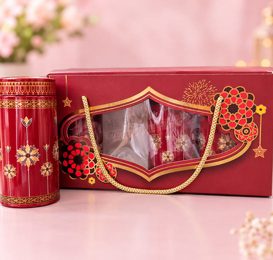 6" 4 jar hamper mehroon colour