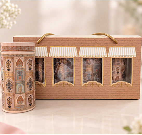 6" 4 jar hamper cream colour