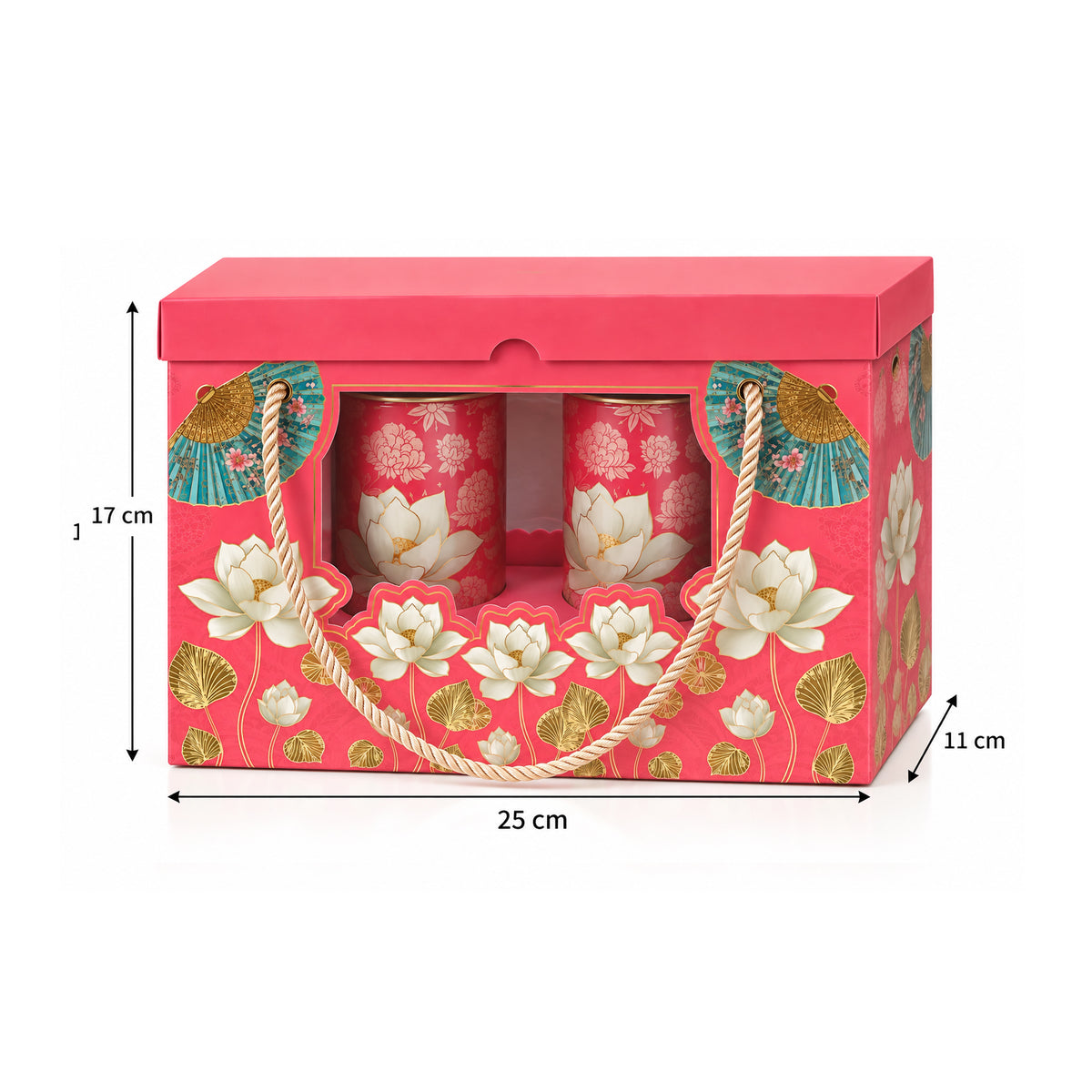 6" Double Jar Hamper Pink Flower New
