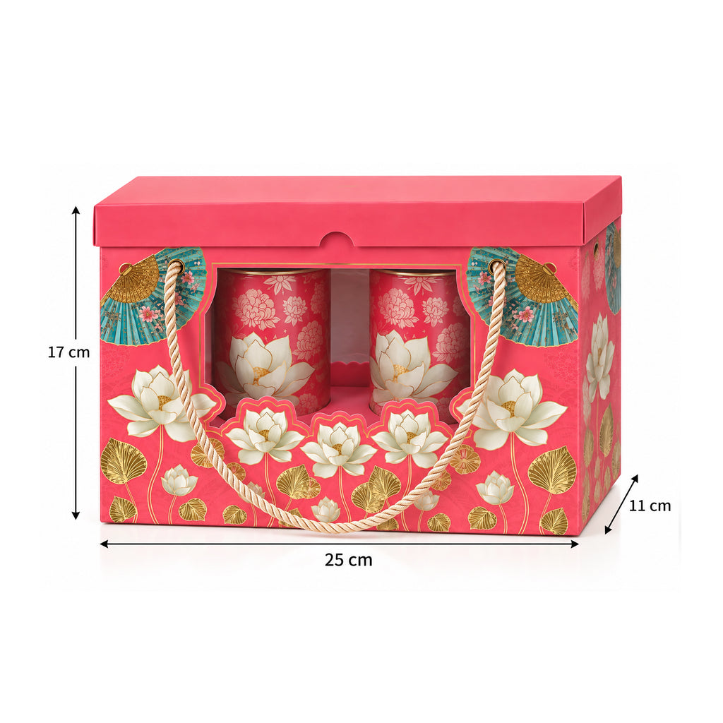 6" Double Jar Hamper Pink Flower New