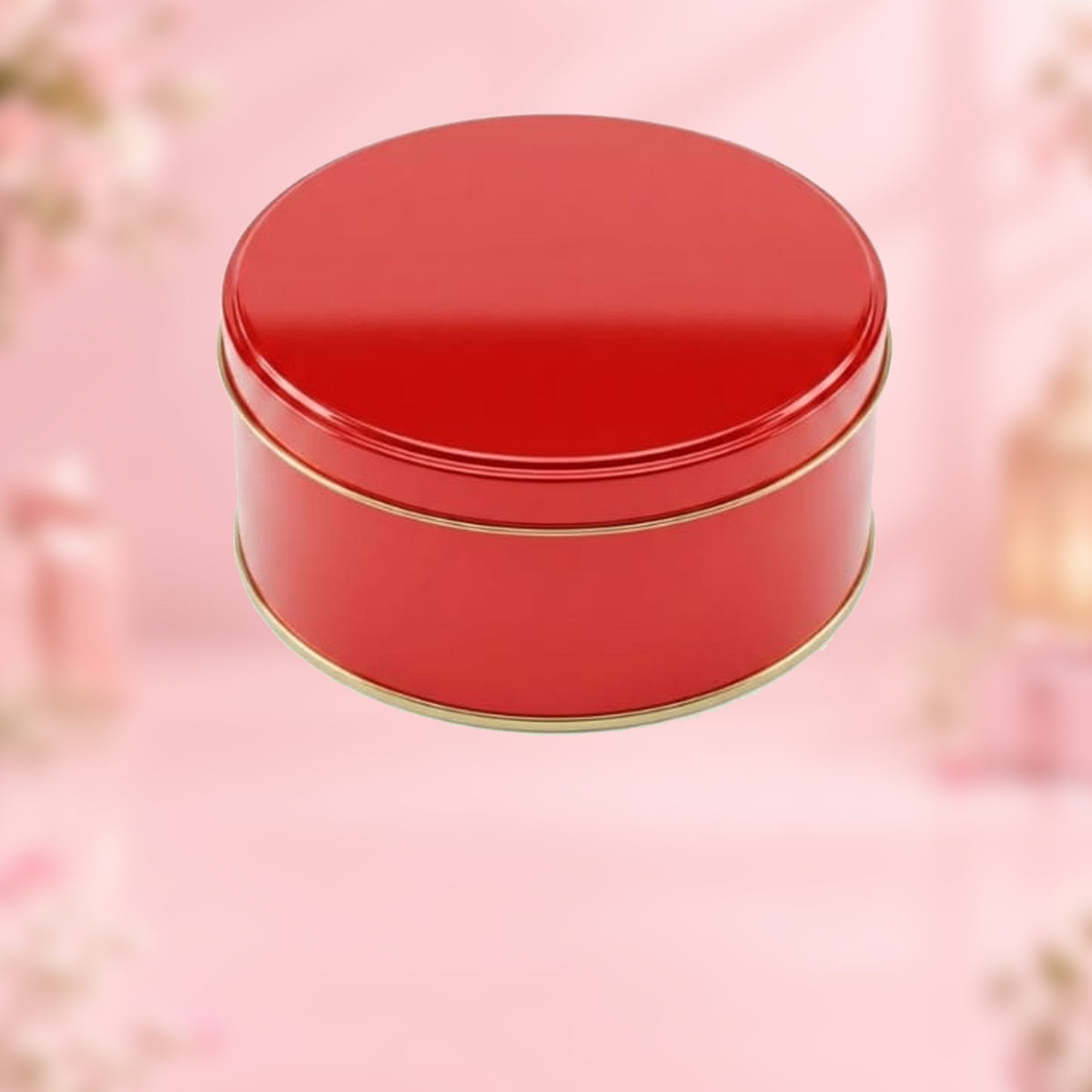 Round Cookies Tin Box Red
